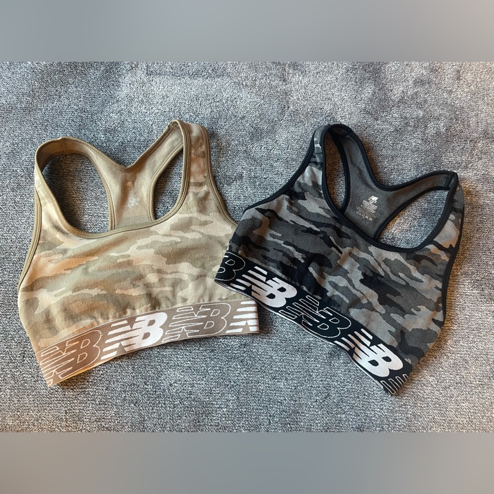 Bundle of 2 New Balance Womens Seamless Wirefree Racerback Sports Bra